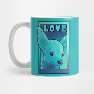 blue chihuahua LOVE pop art design Mug